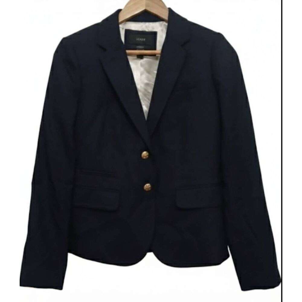 J.crew womens size 2 navy blue school boy blazer wool jacket